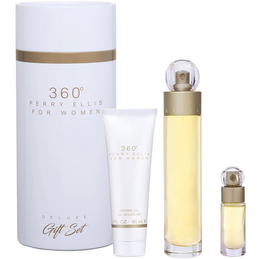 Perry Ellis 360 3.4oz EDT Spray 0.25oz EDT Spray 3oz Shower Gel Women 3 Pc Gift Set