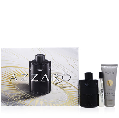 Azzaro the Most Wanted 3-Piece Gift Set — 3.4 oz Eau de Parfum Spray Intense + 0.33 oz Eau de Parfum Spray Intense + 3.4 oz Wanted Hair&Body Shampoo for Men