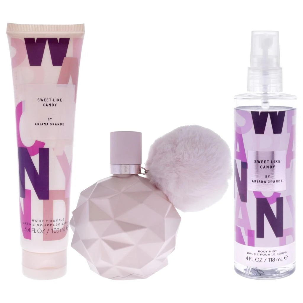 Ariana Grande Ladies Sweet Like Candy EDP Gift Set 3 Pcs Set: 3.4 Eau De Parfum Spray + 4 Oz Body Mist + 3.4 Body Souffle