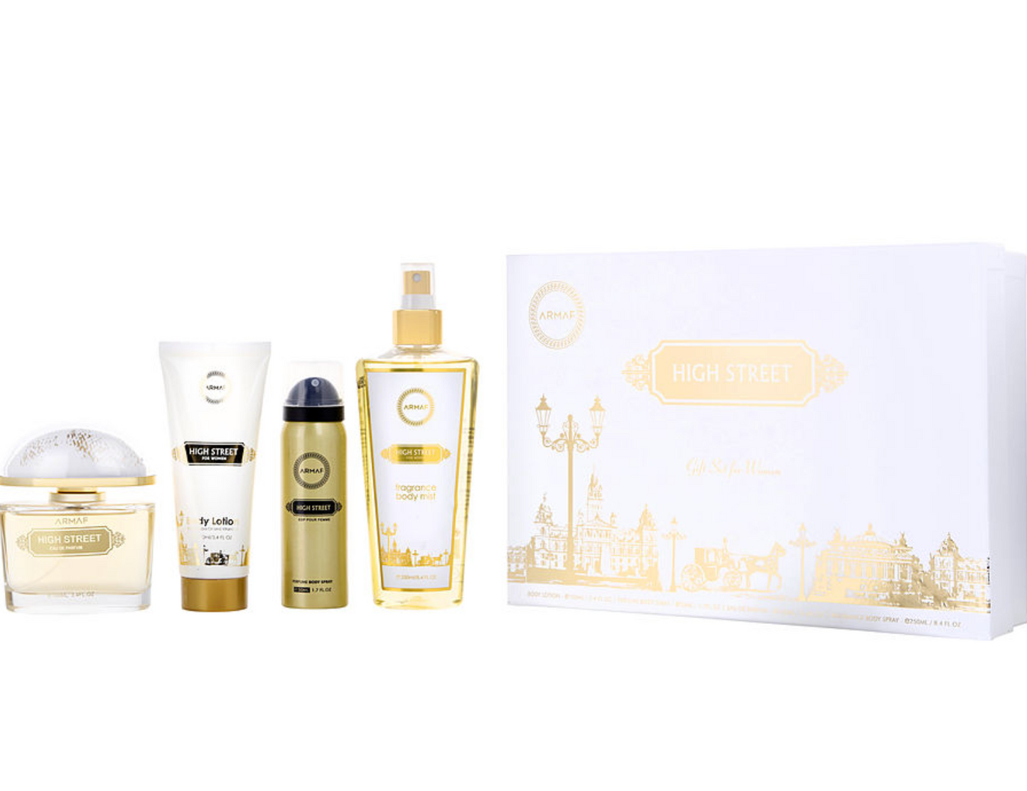 Armaf High Streetwomen Set 4Pc: Eau De Parfum Spray, Body Lotion, Body Spray