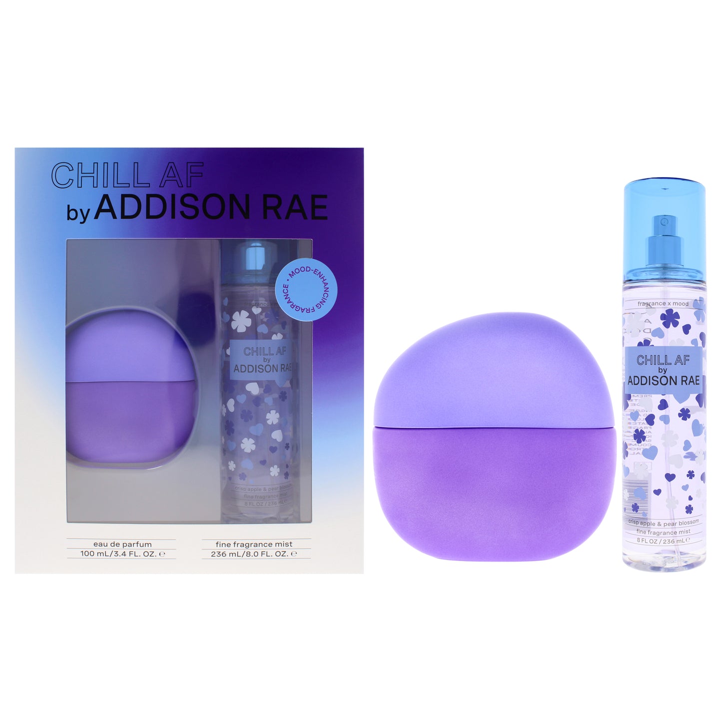 Addison Rae Chill AF 2 Pc Gift Set 3.4oz EDP Spray, 8oz Fragrance Mist for Women