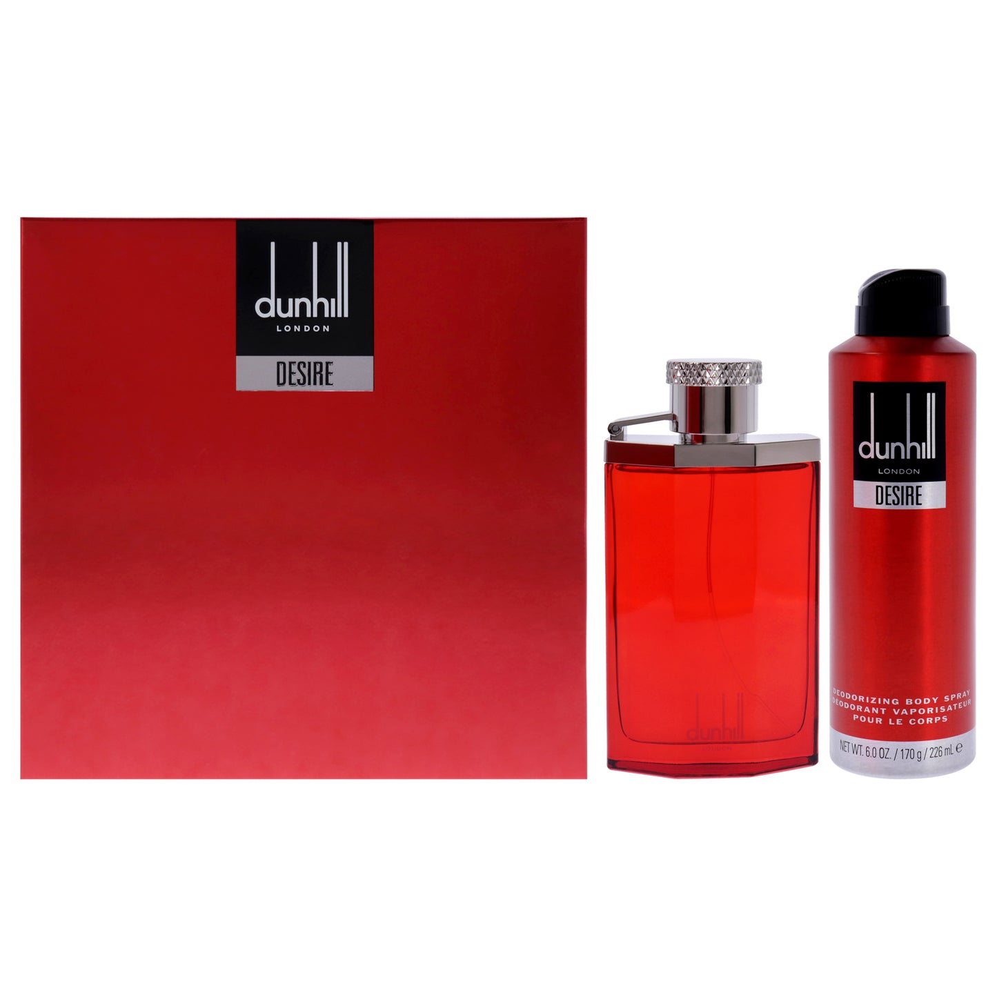 Alfred Dunhill Desire Red London 2 Pc Gift Set 3.4oz EDT Spray, 6oz Deodorant Spray for Men