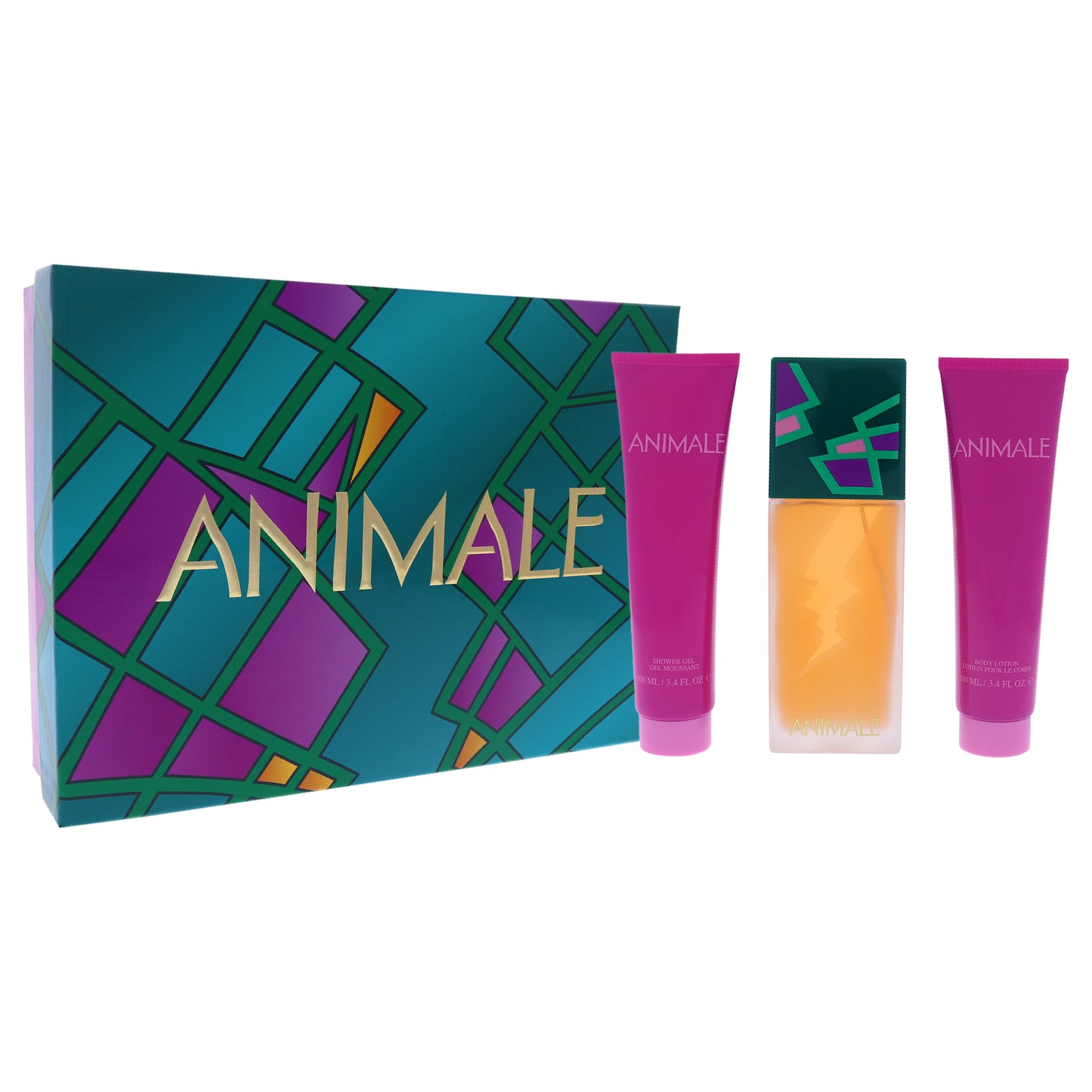 Animale Animale 3 Pc Gift Set 3.4oz EDP Spray, 3.4oz Body Lotion, 3.4oz Shower Gel for Women
