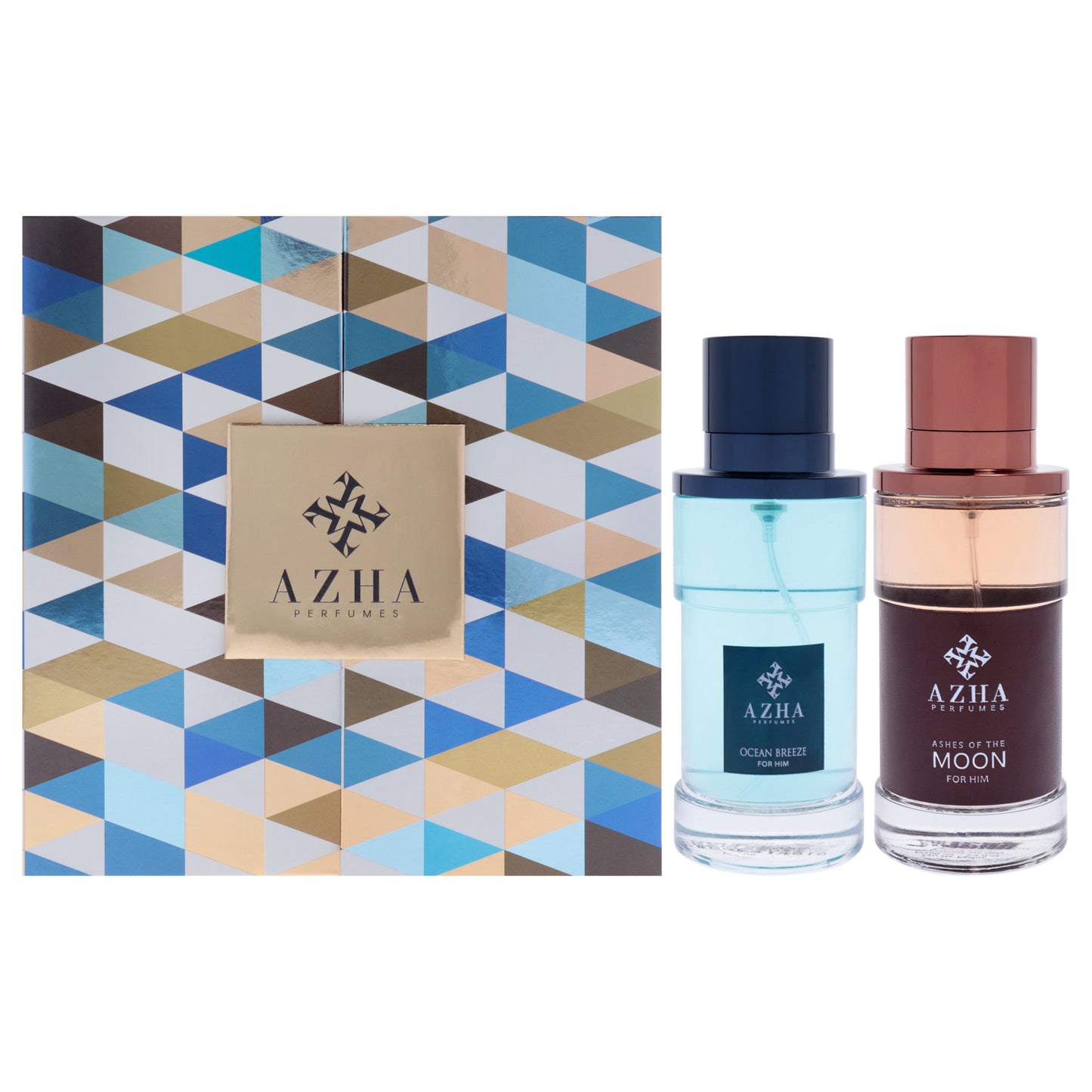 Azha Azha Perfume 2 Pc Gift Set 3.3oz Ashes of Moon EDP Spray, 3.3oz Ocean Breeze EDP Spray for Men