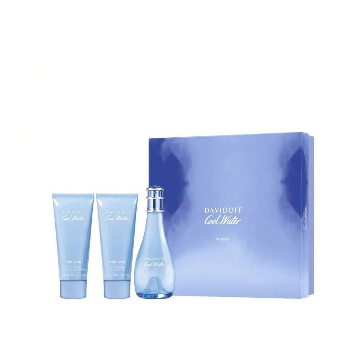 Davidoff Cool Water 3 Pcs Set For Women: 3.4 Eau De Toilette Spray 2.5 Shower Gel 2.5 Body Lotion