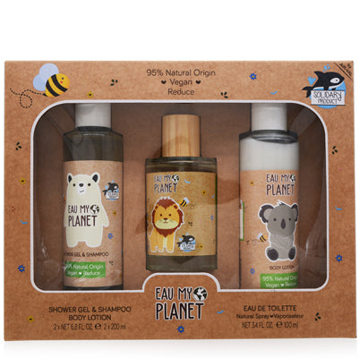 Air Val International Eau My Planet 3-Piece Gift Set — 3.4 oz Eau de Toilette Spray + 6.8 oz Body Lotion + 6.8 oz Shower Gel for Kids