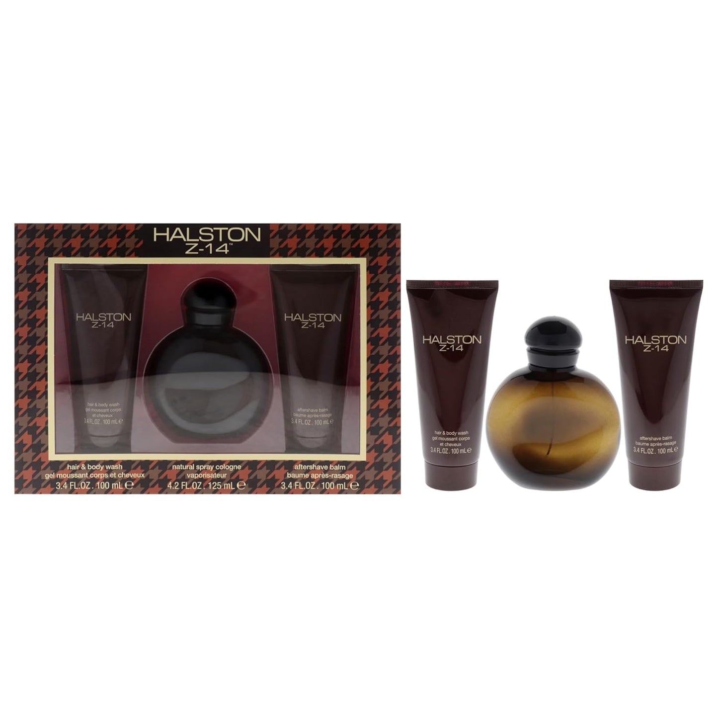 Halston Z-14 by Halston for Men - 2 Pc Gift Set 4.2oz EDC Spray, 3.4oz After Shave Balm, 3.4oz Hair and Body Wash