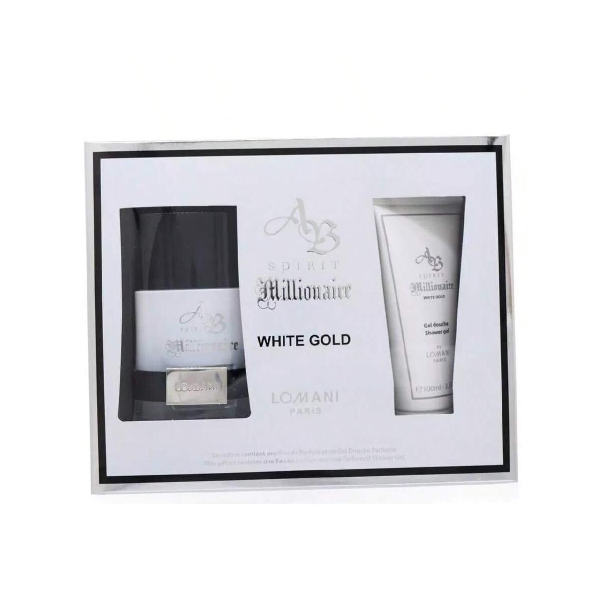Lomani Men Ab Spirit Millionaire 2 Pcs Set White Gold 3.3 Oz Eau De Parfum Spr and 3.3 Oz S.Gel