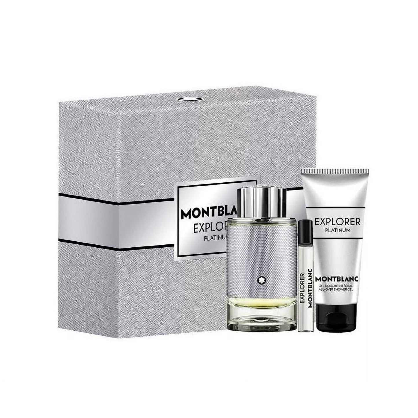 MontBlanc Explorer Platinum 3.4 oz EDP Spray+ .25 EDP+ 3.4 Shower Gel Mens Set
