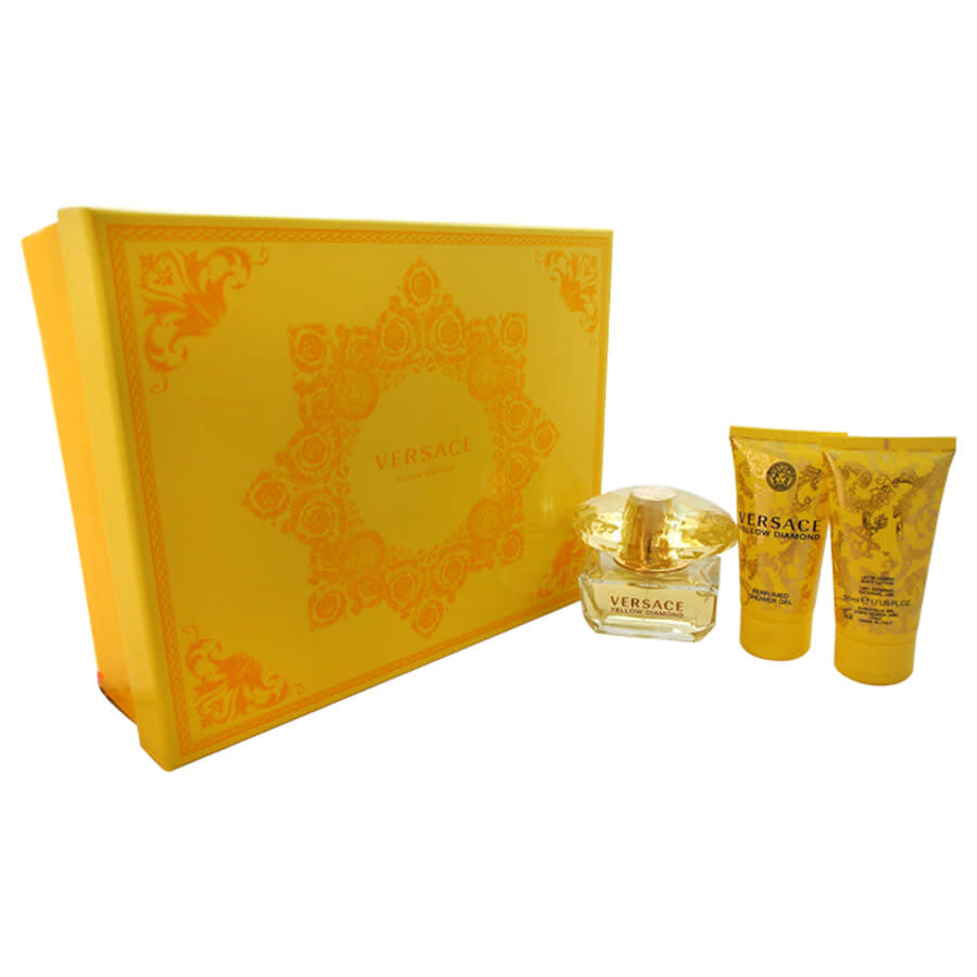 Versace Yellow Diamond for Women 3 Pc Gift Set 1.7oz EDT Spray, 1.7oz Shower Gel, 1.7oz Body Lotion