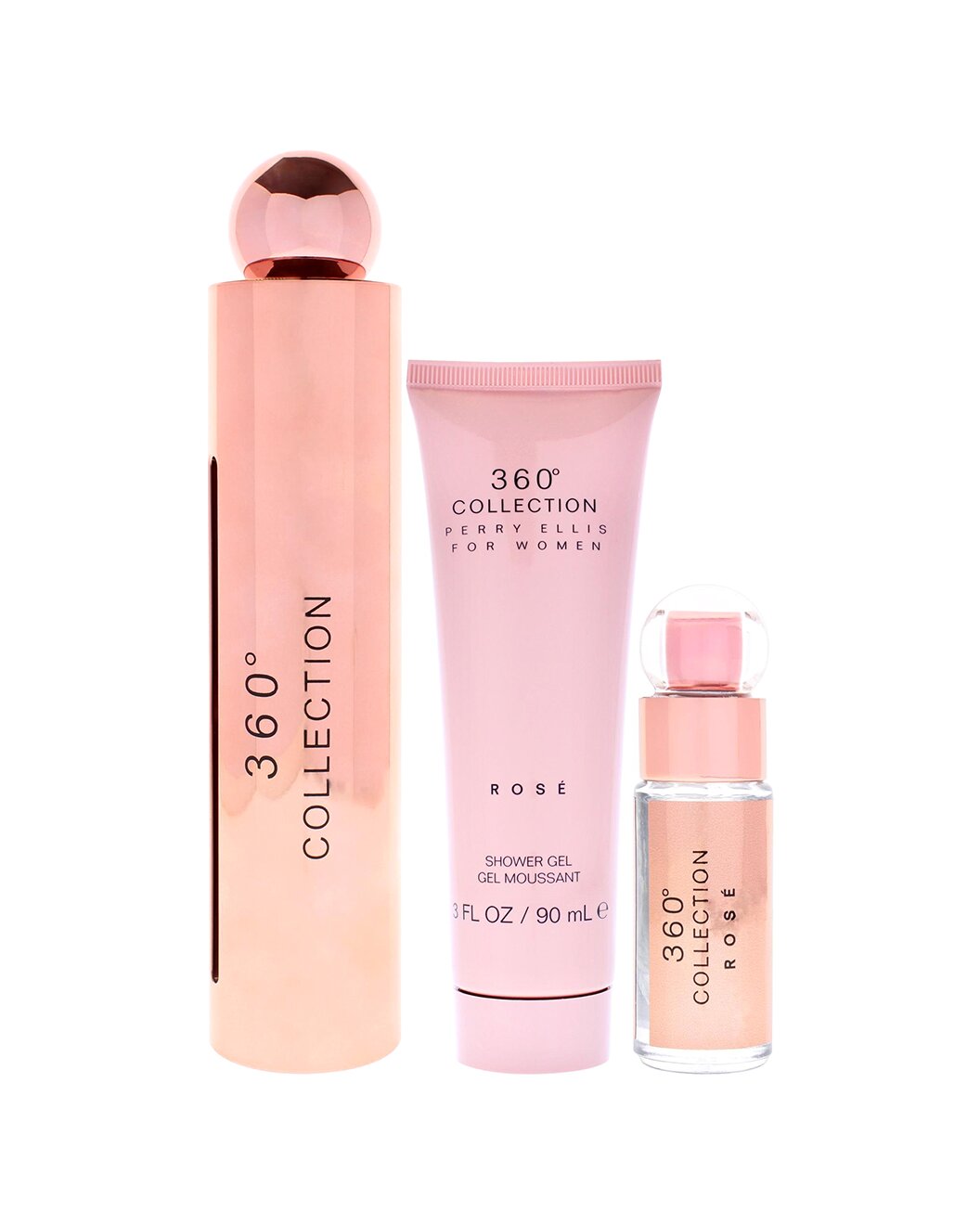 Perry Ellis Women's 360 Rose 3pc Gift Set (3.4oz EDP Spray, 0.25oz EDP Spray, 3oz Shower Gel)