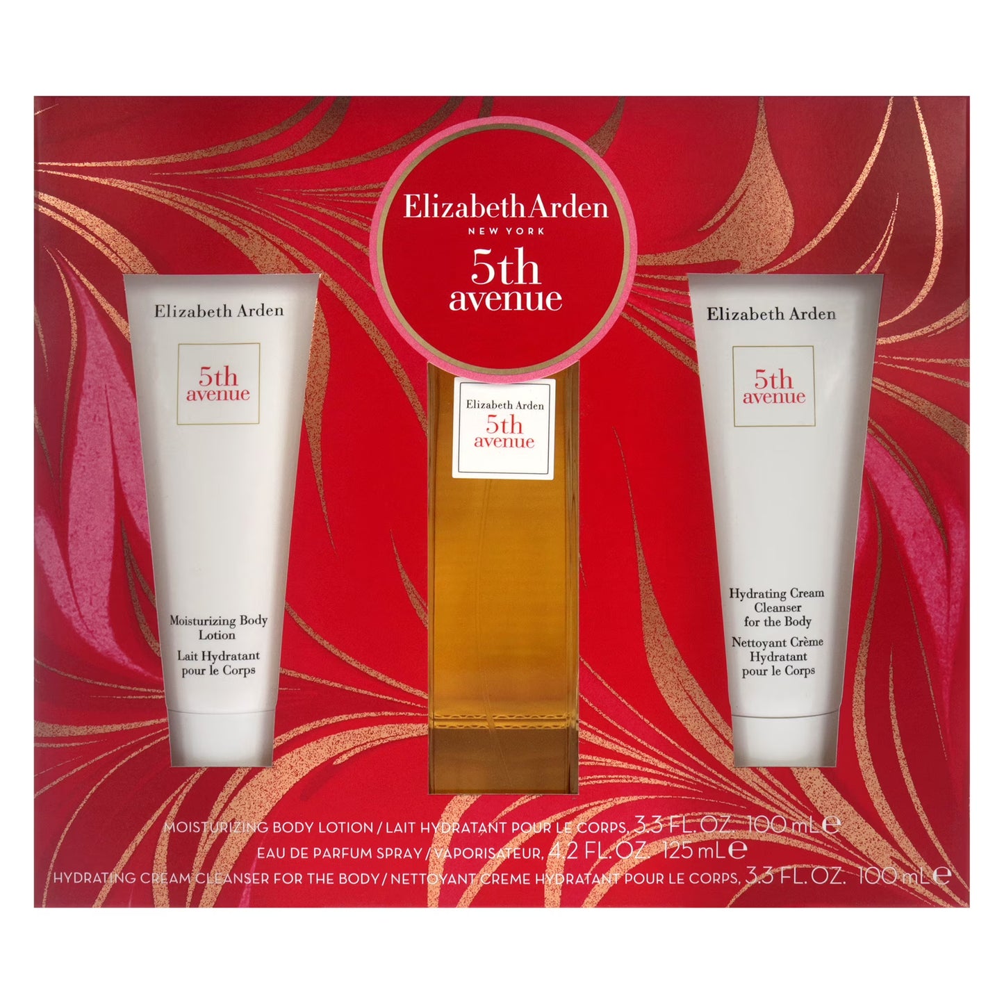 Elizabeth Arden 5th Avenue for Women 3 Pc Gift Set 4.2oz EDP Spray, 3.3oz Moisturizing Body Lotion, 3.3oz Hydrating Cream Cleanser For The Body
