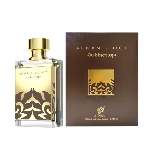 Afnan Edict Ouddiction Unisex Luxury Eau de Parfum Spray, 2.7 Fl. Oz – Opulent Oud & Amber Fragrance with Saffron & Leather