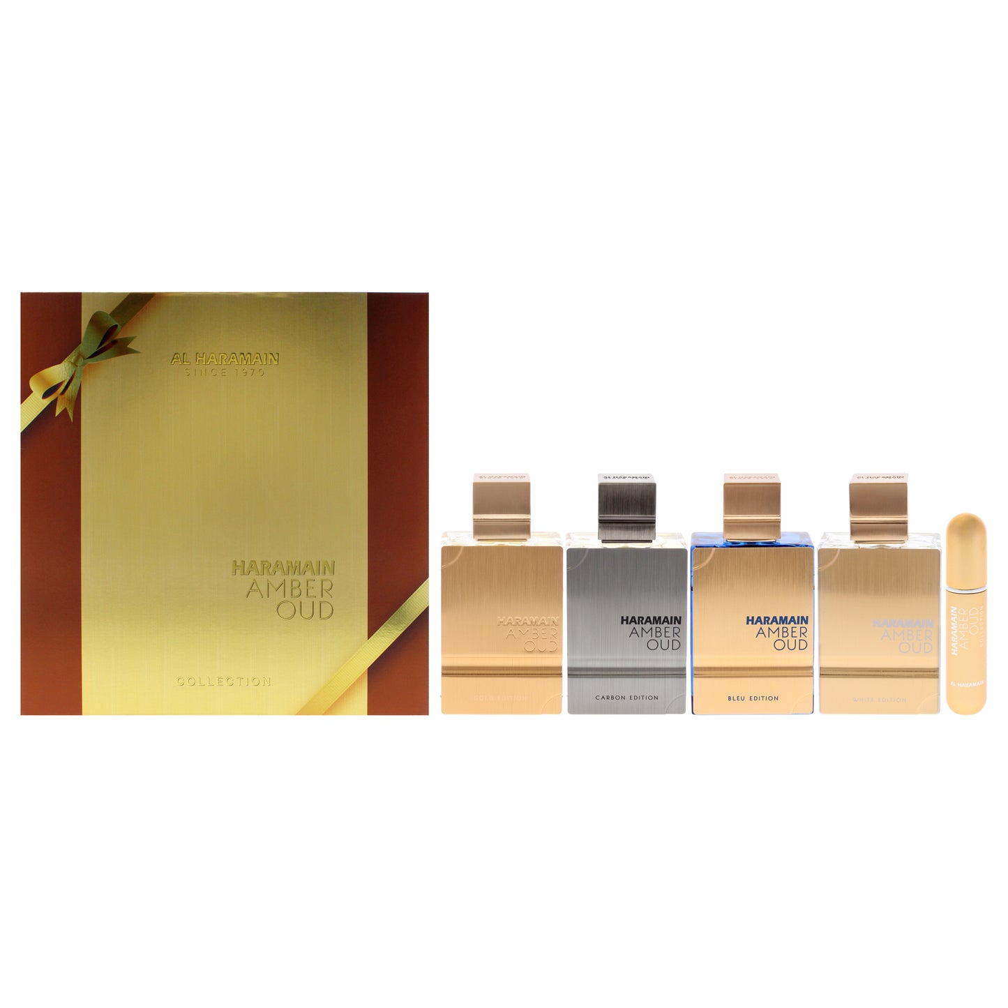 Al Haramain Amber Oud Collection 4 Pc Gift Set 4 x 2oz EDP Spray Gold, Bleu, White, Carbon for Unisex