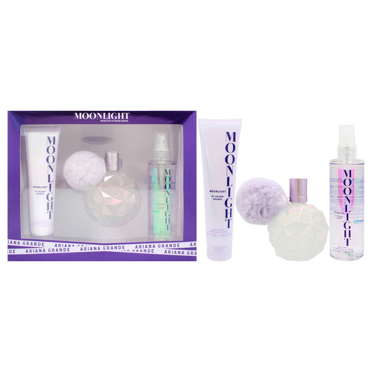 Ariana Grande Moonlight 3 Pc Gift Set 3.4oz EDP Spray, 3.4oz Body Souffle, 4oz Body Mist for Women