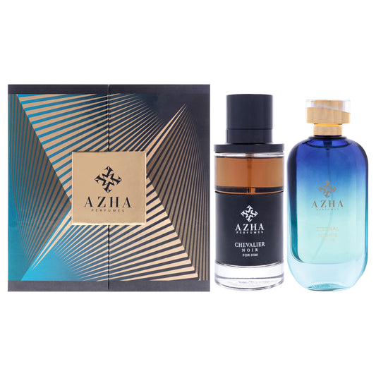 Azha Azha Perfume 2 Pc Gift Set 3.3oz Chevalier Noir EDP Spray, 3.3oz Eternal Night EDP Spray for Unisex