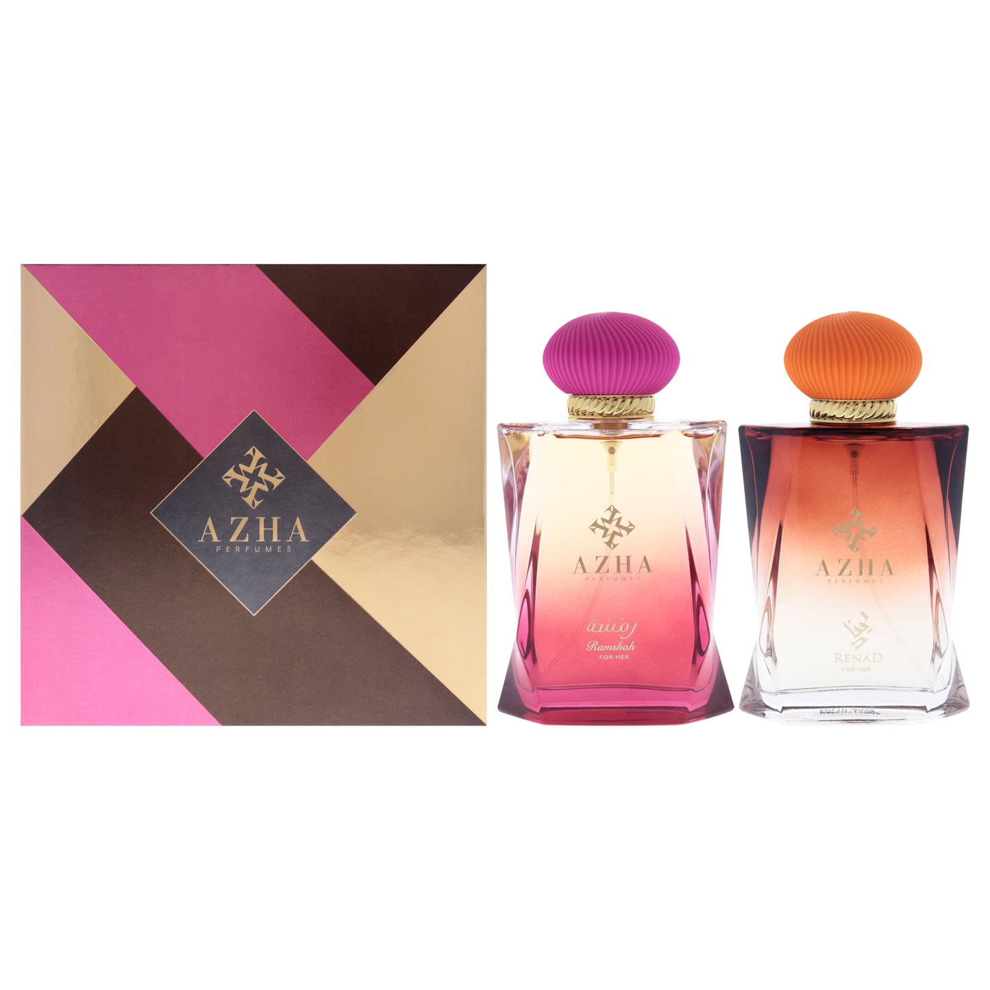 Azha Azha Perfume Set 2 Pc Gift Set 3.3oz Ramshah EDP Spray, 3.3oz Renad EDP Spray for Women