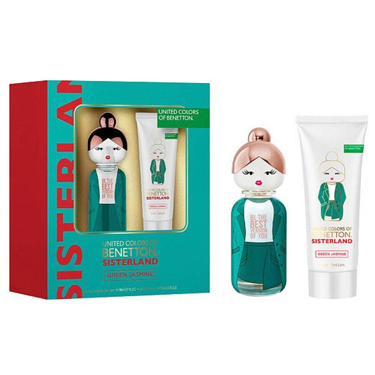 United Colors Benetton Ladies Sisterland Green Jasmine Gift Set: 2.7oz EDT, 2.5oz Body Lotion