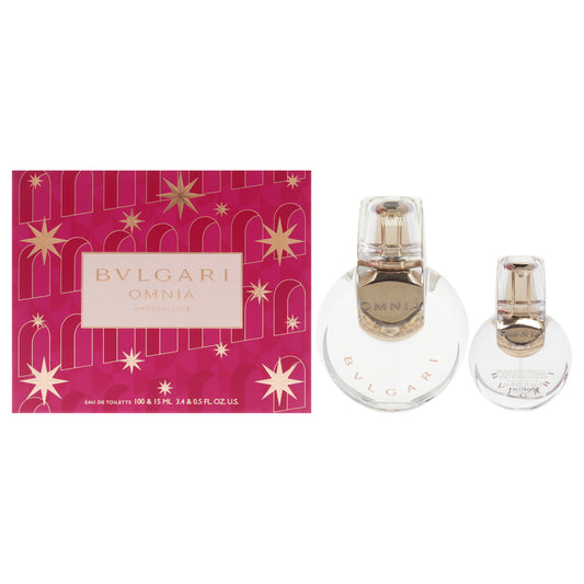 Bvlgari Omnia Crystalline 2 Pc Gift Set 3.4oz EDT Spray, 0.5oz EDT Spray for Women