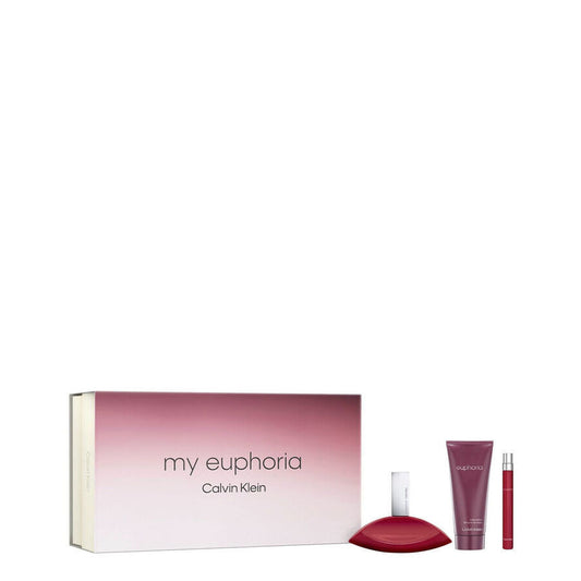 Calvin Klein Ladies My Euphoria Gift Set | 3.4oz Eau de Parfum  3.4oz body lotion  0.33oz travel spray