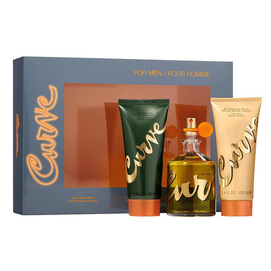 Liz Claiborne Curve for Men Eau de Cologne spray 4.2oz, Shower Gel 3.4oz, and Aftershave Balm 3.4oz