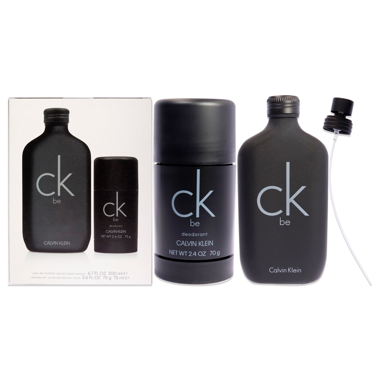 Calvin Klein CK Be 2 Pc Gift Set 6.7oz EDT Spray, 2.6oz Deodorant Stick for Unisex