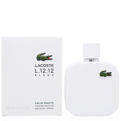 Lacoste L.12.12 Blanc Eau de Toilette Spray for Men, 3.3 oz (100 ml)