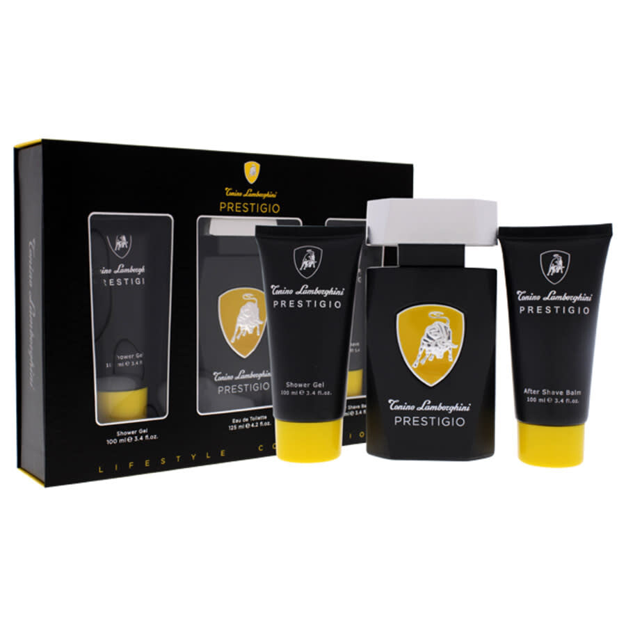 Tonino Lamborghini Prestigio by for Men 3 Pc Gift Set 4.2oz EDT Spray, 3.4oz Shower Gel, 3.4oz After Shave Balm