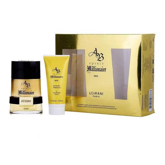 Lomani Ab Spirit Millionaire 2-Piece Gift Set — 3.3 oz Eau de Toilette Spray + 3.3 oz Shower Gel for Men