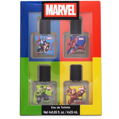 Marvel 4-Piece Gift Set — 0.85 oz Captain America Eau de Toilette Spray + 0.85 oz Spider-Man Eau de Toilette Spray + 0.85 oz Hulk Eau de Toilette Spray + 0.85 oz Iron Man Eau de Toilette Spray for...