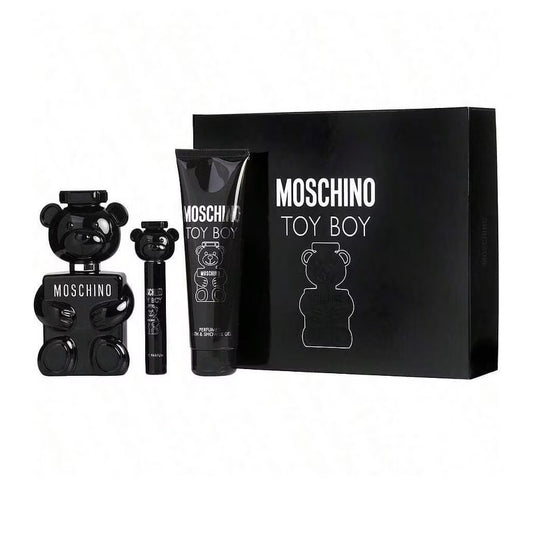 Moschino Toy Boy 3-Piece Gift Set — 3.4 oz Eau de Parfum Spray + 3.3 oz Shower Gel + 0.33 oz Eau de Toilette Travel Spray for Men