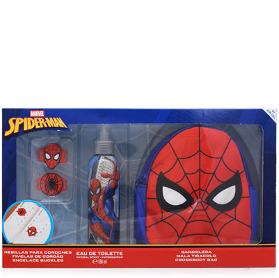 Marvel Spider-man 3-Piece Gift Set — 5.1 oz Spider-Man Eau de Toilette Spray + Spider-Man Shoelace Buckle + Spider-Man Crossbody Bag for Kids