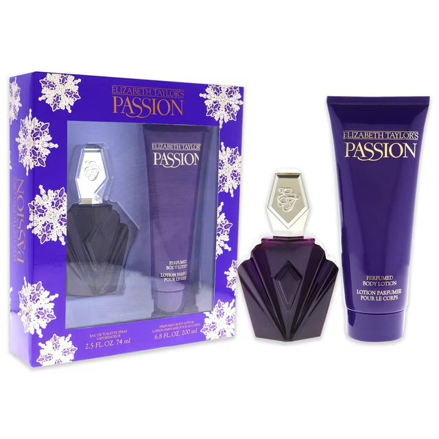 Elizabeth Taylor Passion for Women - 2 Pc Gift Set 2.5oz EDT Spray, 6.8oz Perfumed Body Lotion