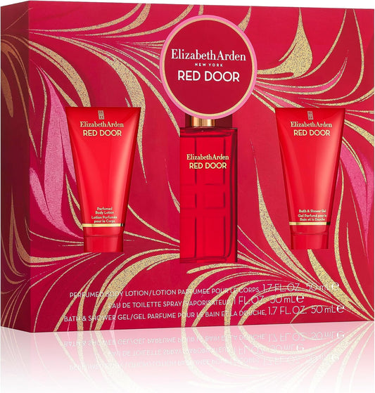Elizabeth Arden Red Door Gift Set, Red Door 30 ml Fragrance + Body Cream 50 ml + Shower Gel 50 ml, Gift Box for Women