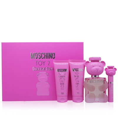 Moschino Toy 2 Bubble Gum 4-Piece Gift Set — 3.4 oz Eau de Toilette Spray + 3.3 oz Shower Gel + 3.4 oz Body Lotion + 0.33 oz Eau de Toilette Purse Spray Mini for Women