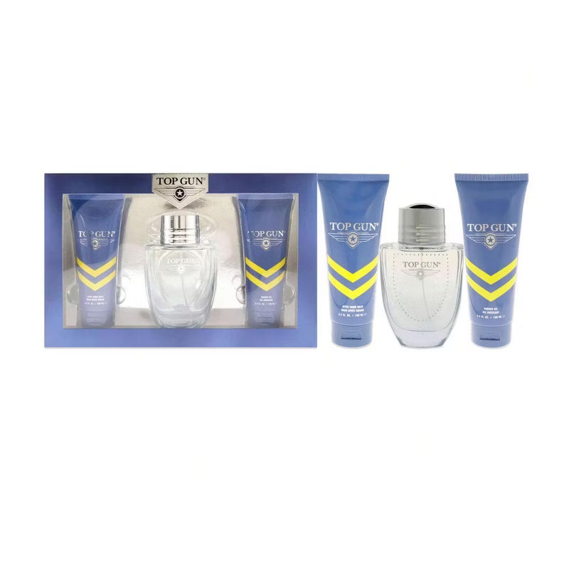 Top Gun Chevron 3 Pcs Set For Men: 3.4 Eau De Toilette Spray + 3.4 After Shave Balm + 3.4 Body Wash
