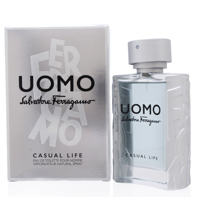 Salvatore Ferragamo Uomo Casual Life Eau de Toilette Spray for Men, 3.4 oz (100 ml)