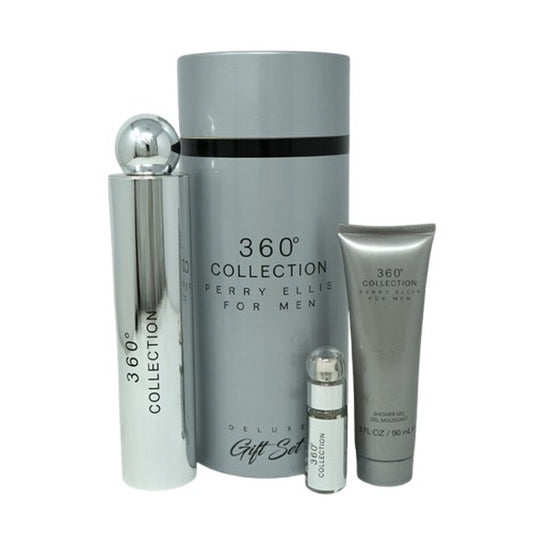 Perry Ellis Men's 360 Collection Gift Set Fragrances (3.4 OZ Eau de Toilette Spray, a 3.0 OZ Shower Gel, and a Miniature Travel Spray)